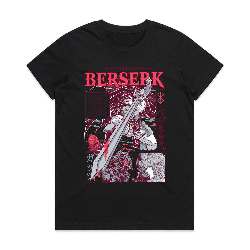 Berserk Kentaro Miura Tribute T-Shirt – Guts & The Dragonslayer Dark Fantasy Graphic Tee