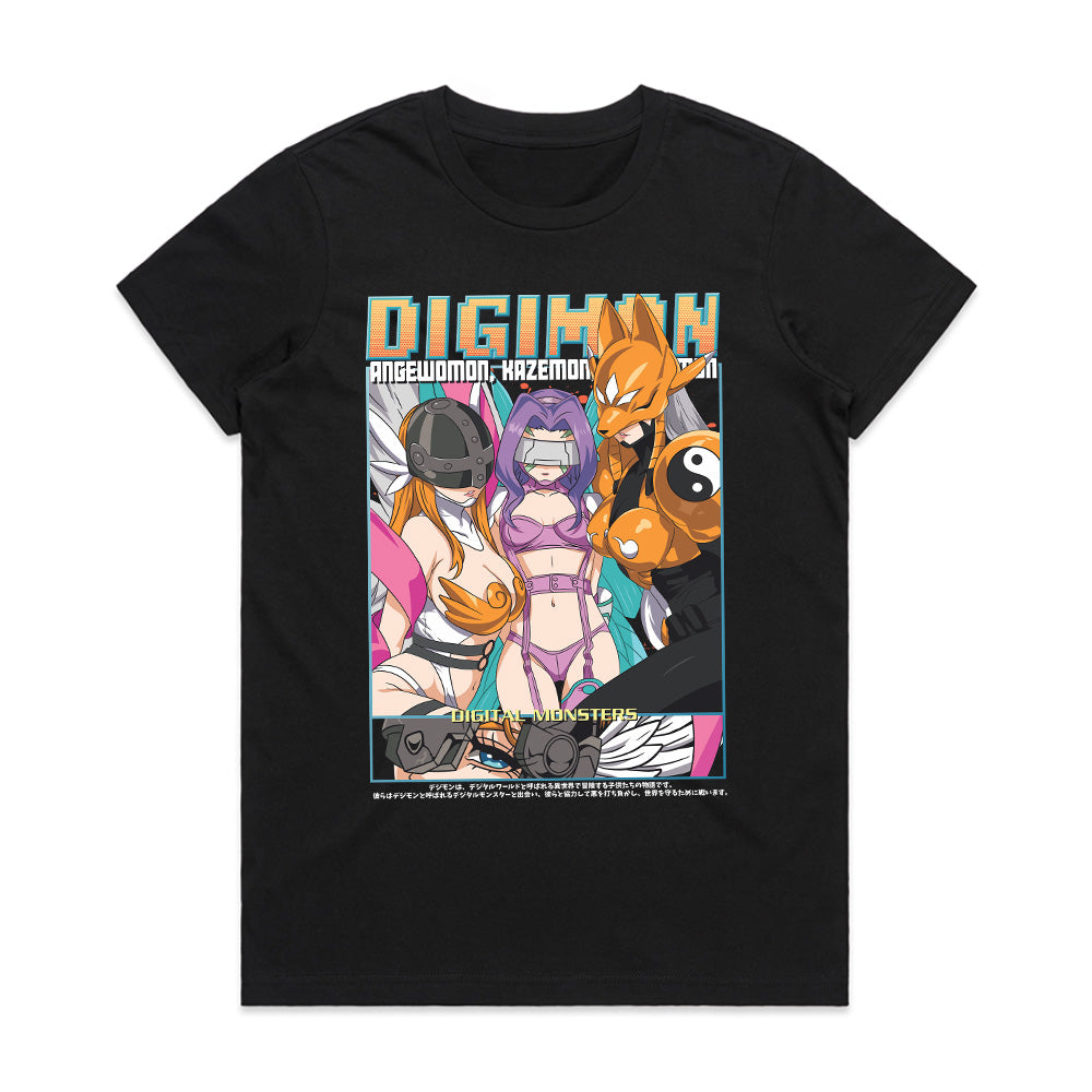 Digimon Digital Queens T-Shirt – Angewomon, Kazemon, & Renamon