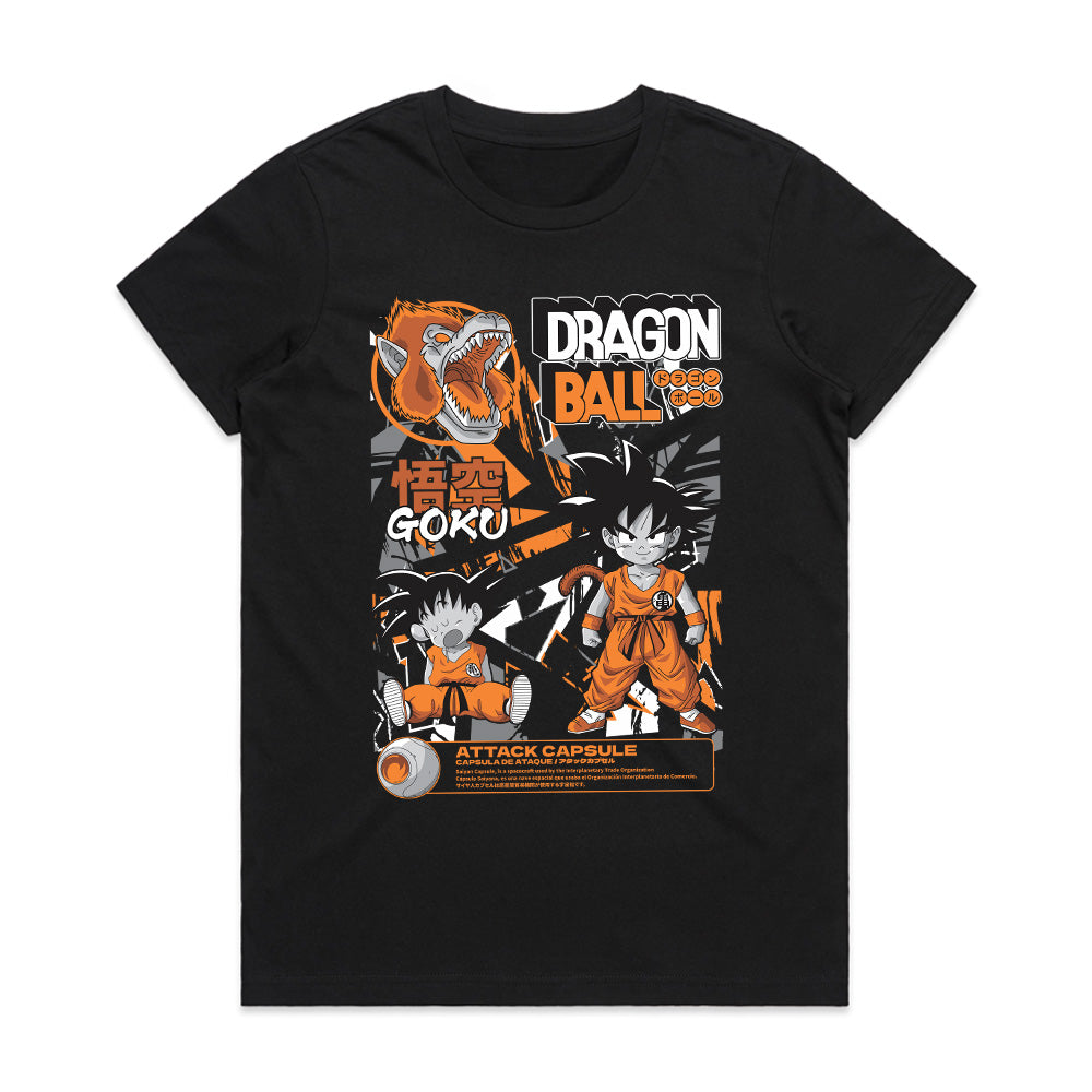 Young Goku & Great Ape Form T-Shirt – Classic Dragon Ball Retro Design