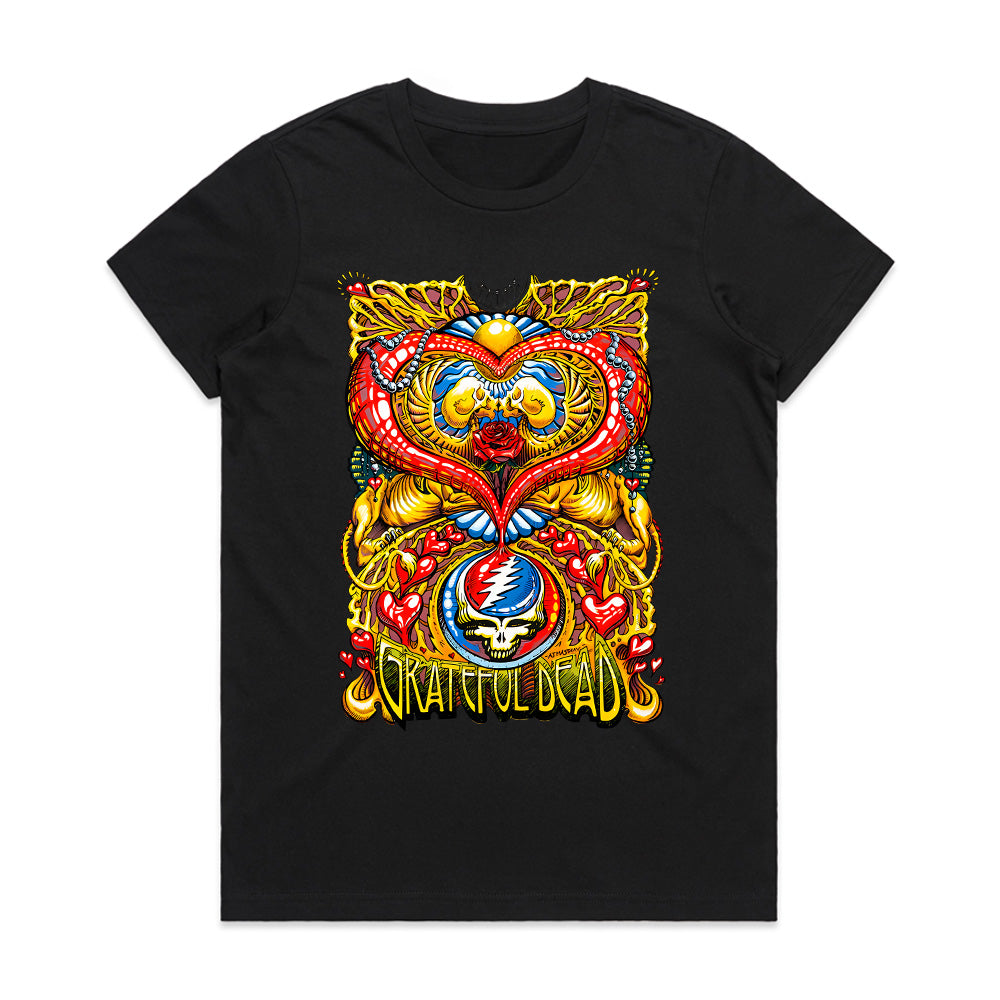 Grateful Dead Psychedelic Heart & Skull Lightning Bolt T-Shirt