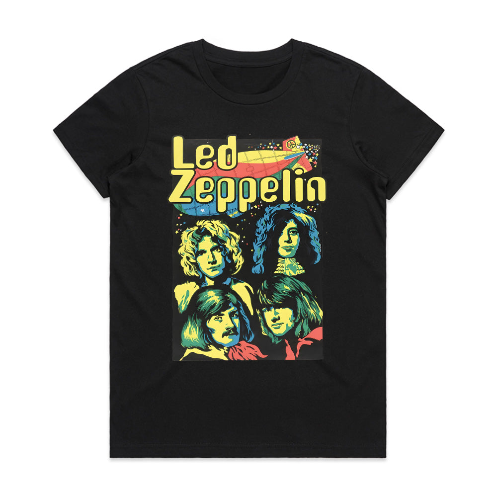 Vintage Led Zeppelin Band Portrait T-Shirt – Retro Rock Legends Design