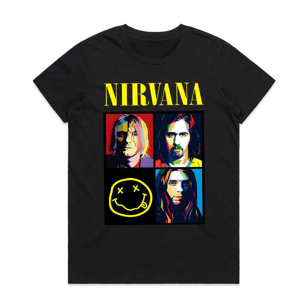 Nirvana Pop Art Tribute T-Shirt – Colorful Grunge Rock Design