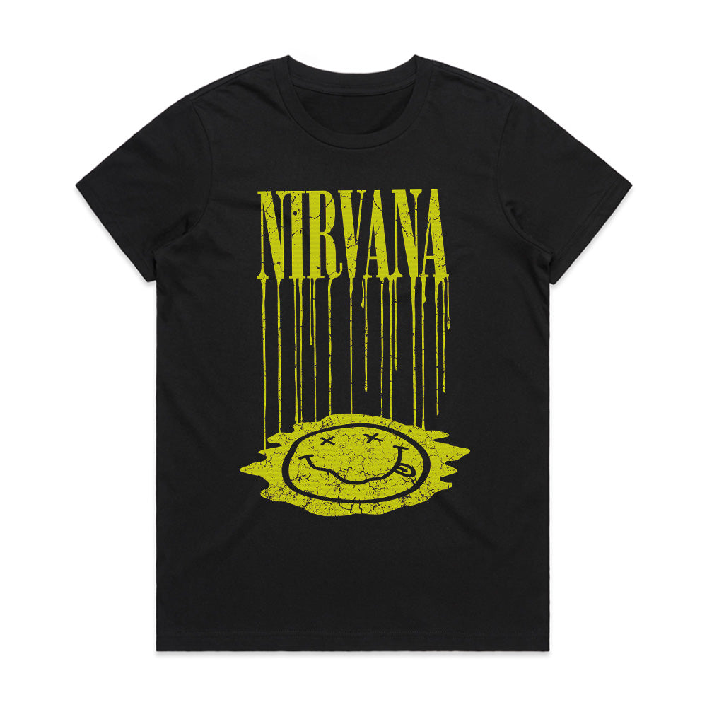 "Nirvana - Dripping Smiley Face" Grunge Rock T-Shirt