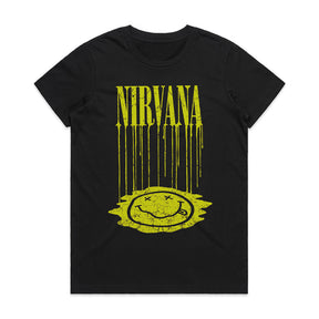 "Nirvana - Dripping Smiley Face" Grunge Rock T-Shirt