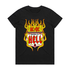 AC/DC "Highway to Hell" Flaming Road Sign T-Shirt – Classic Rock Inferno