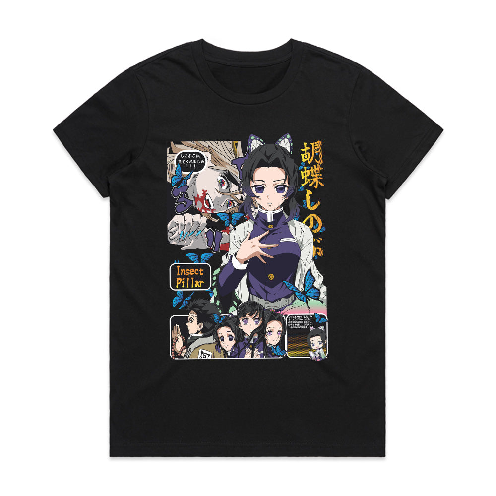Shinobu Kocho Insect Pillar T-Shirt – Demon Slayer Manga Panel Design