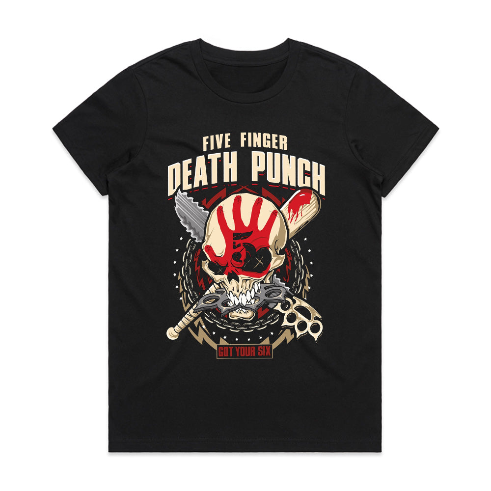 Five Finger Death Punch "Got Your Six" Skull Graphic T-Shirt – Heavy Metal Band Tee