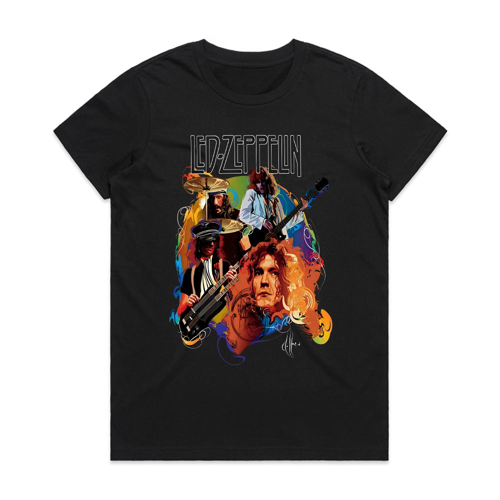 Led Zeppelin Classic Rock T-Shirt – Colorful Vintage Band Portrait Design