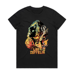 Classic Led Zeppelin Rock Band Graphic T-Shirt – Vintage Fire Art Design