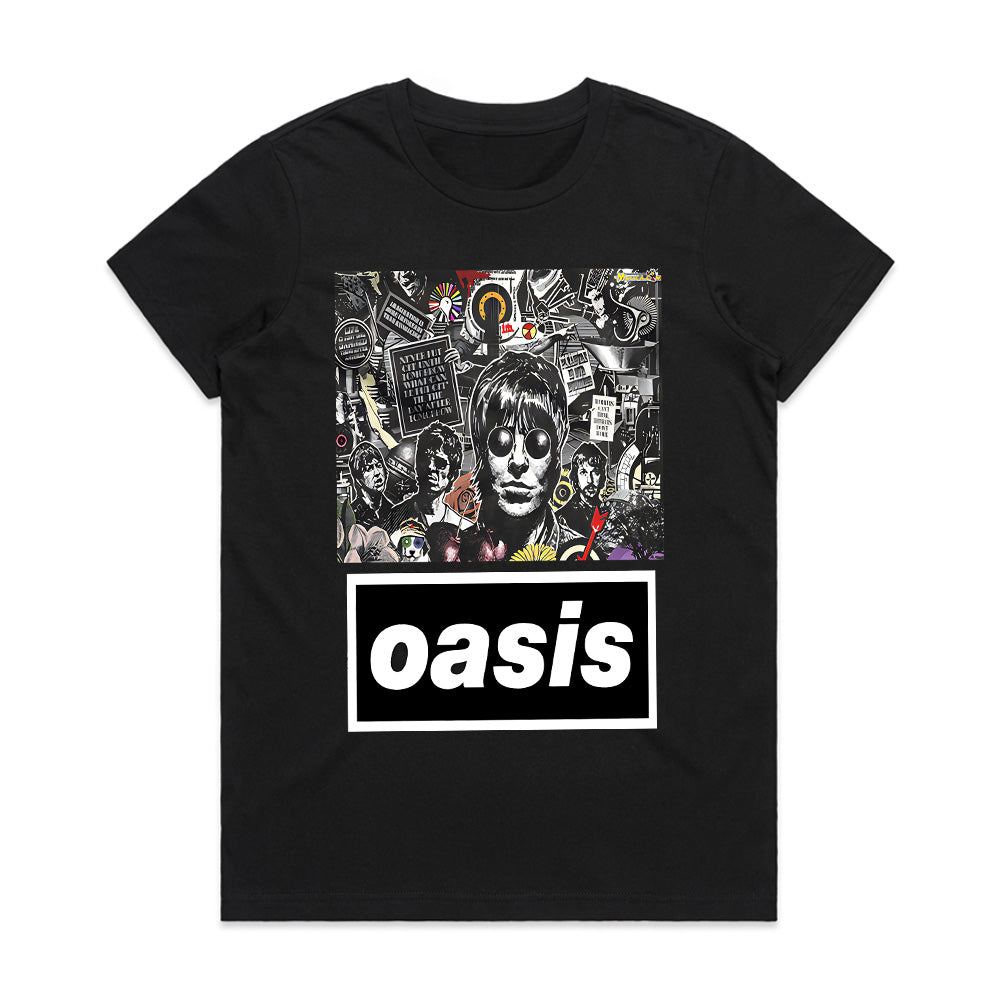 Oasis Psychedelic Collage T-Shirt – Britpop Legends Tribute