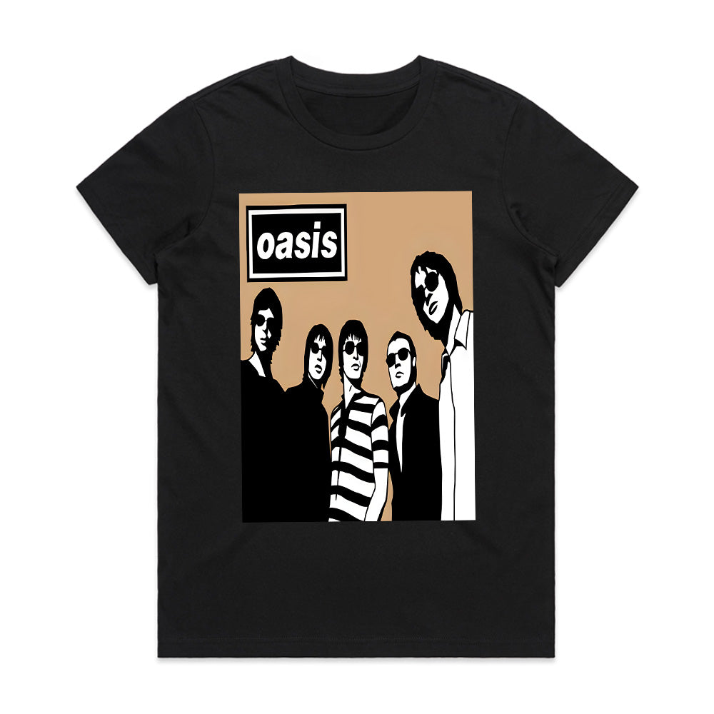 Oasis Retro Band Silhouette T-Shirt – Britpop Legends Tribute