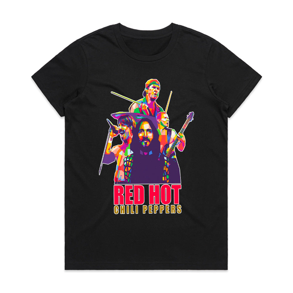 Red Hot Chili Peppers Pop Art Band T-Shirt – Vibrant Rock Concert Tee