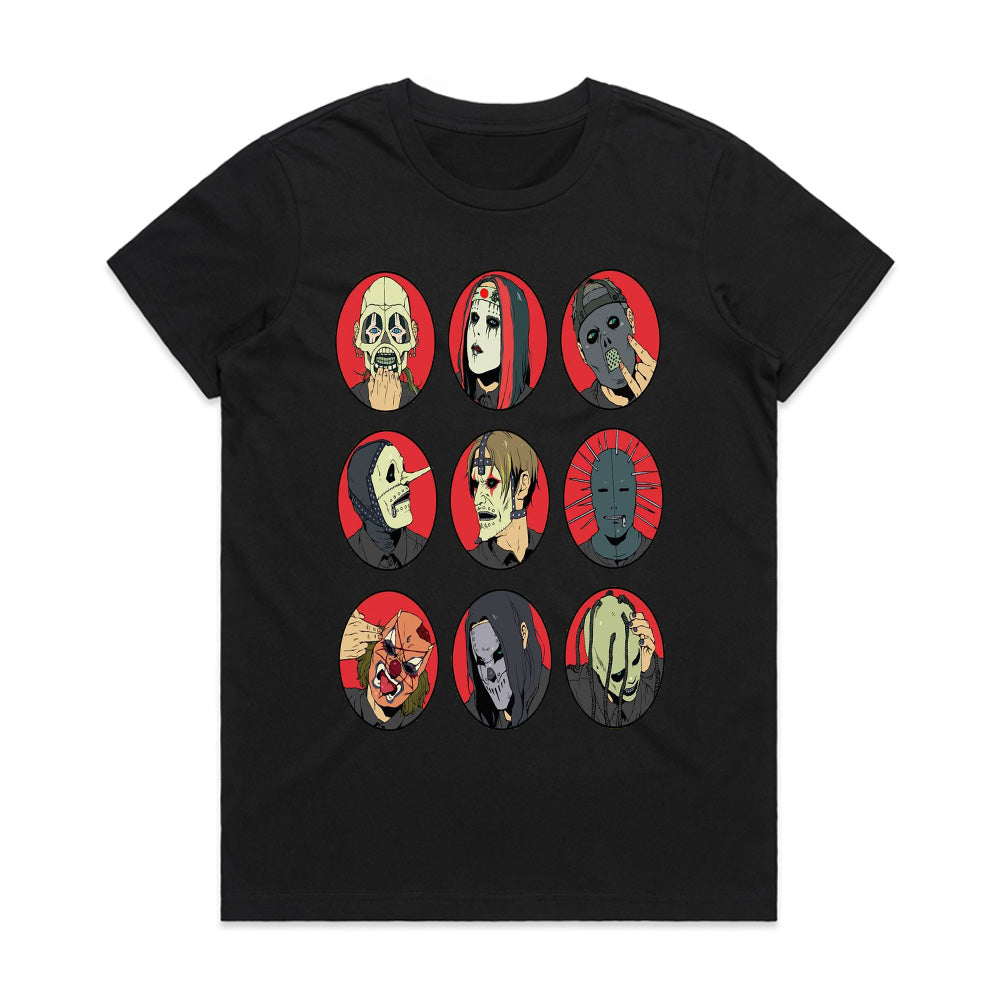 Slipknot Anime-Inspired Masked Members T-Shirt – Unique Art Style