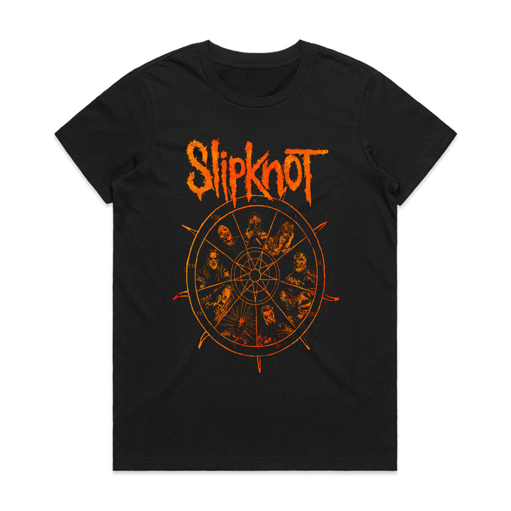 Slipknot Band Members Pentagram Wheel Graphic T-Shirt