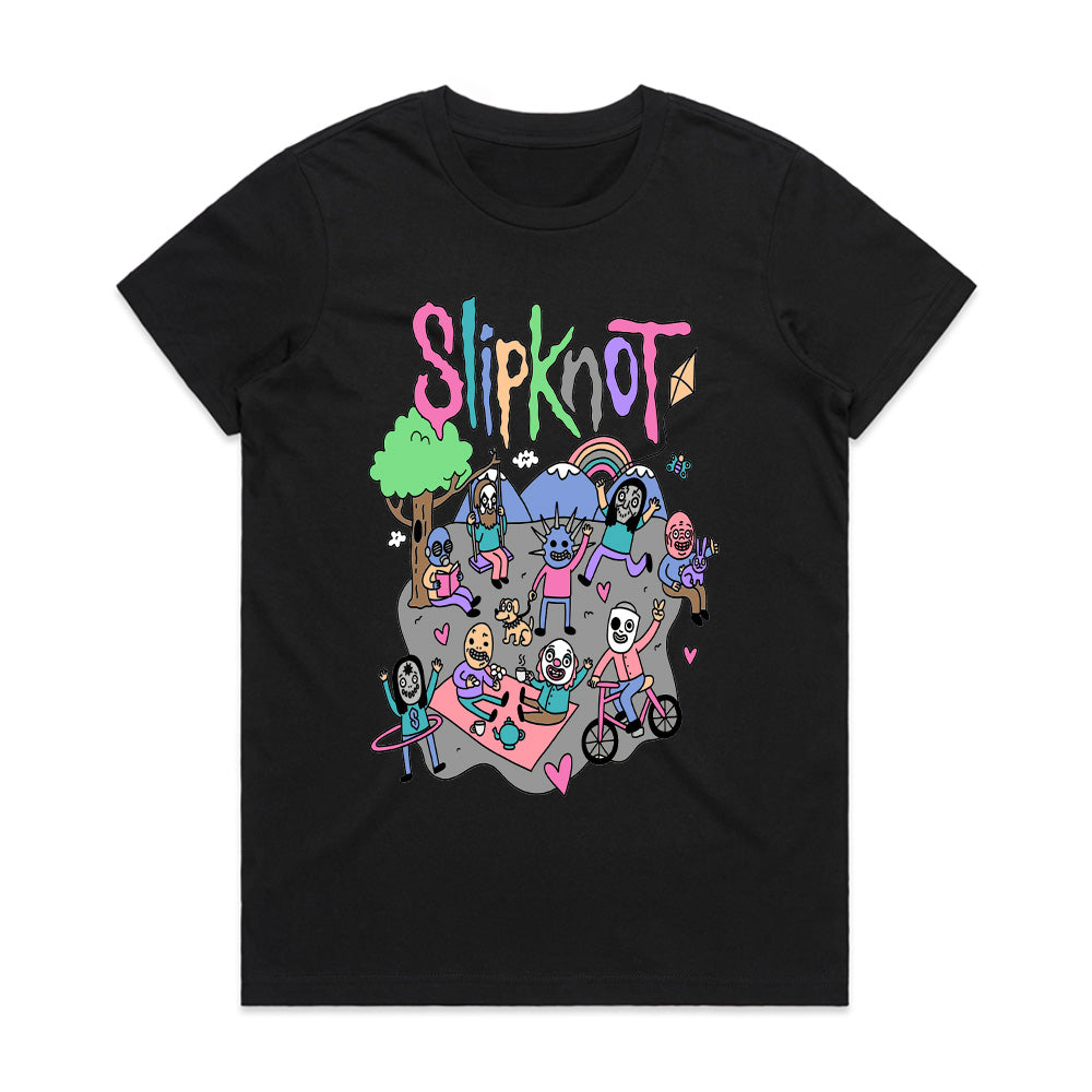 Slipknot Playful Cartoon Parody T-Shirt – Dark Humor Meets Heavy Metal