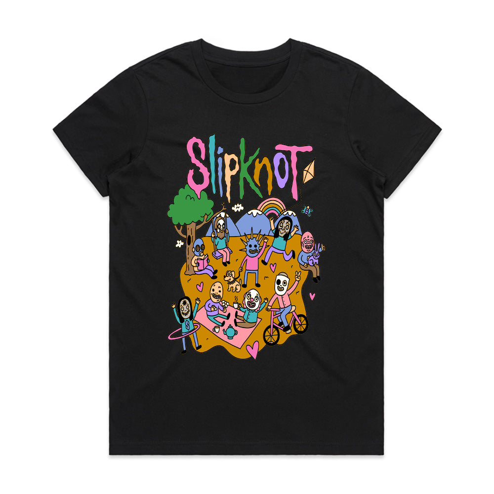 Slipknot Whimsical Cartoon Parody T-Shirt – Dark Humor Meets Metal