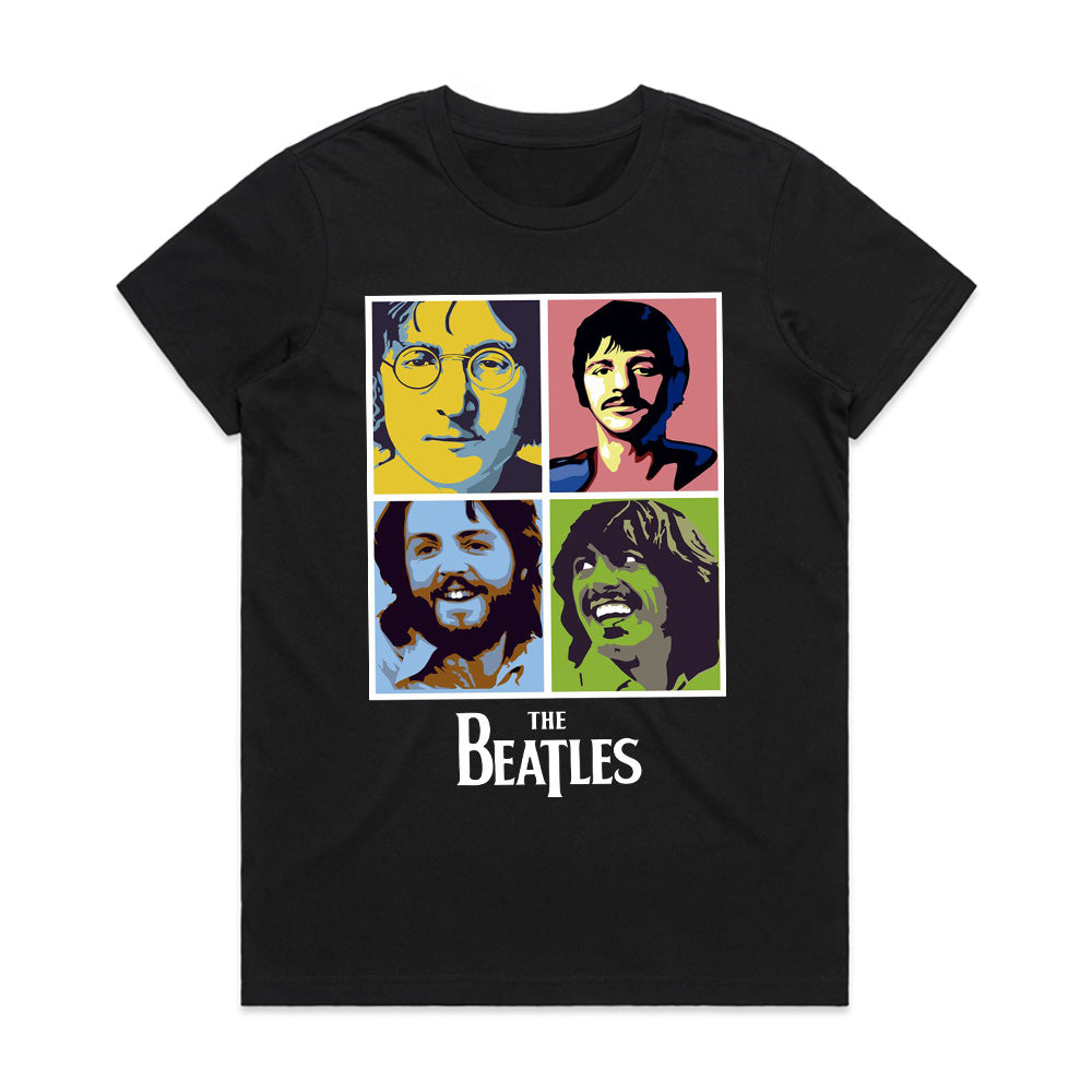 The Beatles "Pop Art Portraits" T-Shirt – Vibrant Retro Rock Tribute Tee