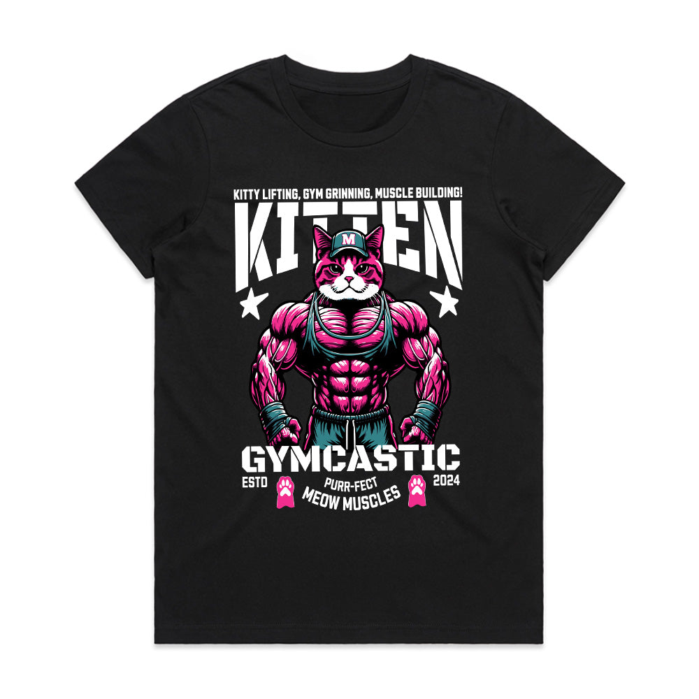 "Kitten Gymcastic" Funny Gym Cat T-Shirt – Purr-fect Meow Muscles