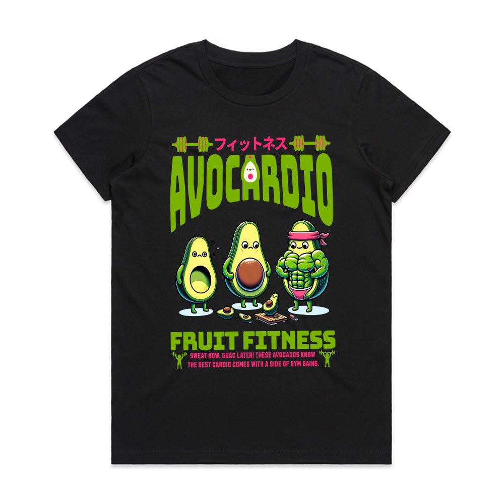"Avocardio Fruit Fitness" Funny Gym T-Shirt – Sweat Now, Guac Later!