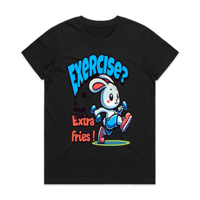 "Exercise? Oh, I Thought You Said Extra Fries!" Funny Gym T-Shirt