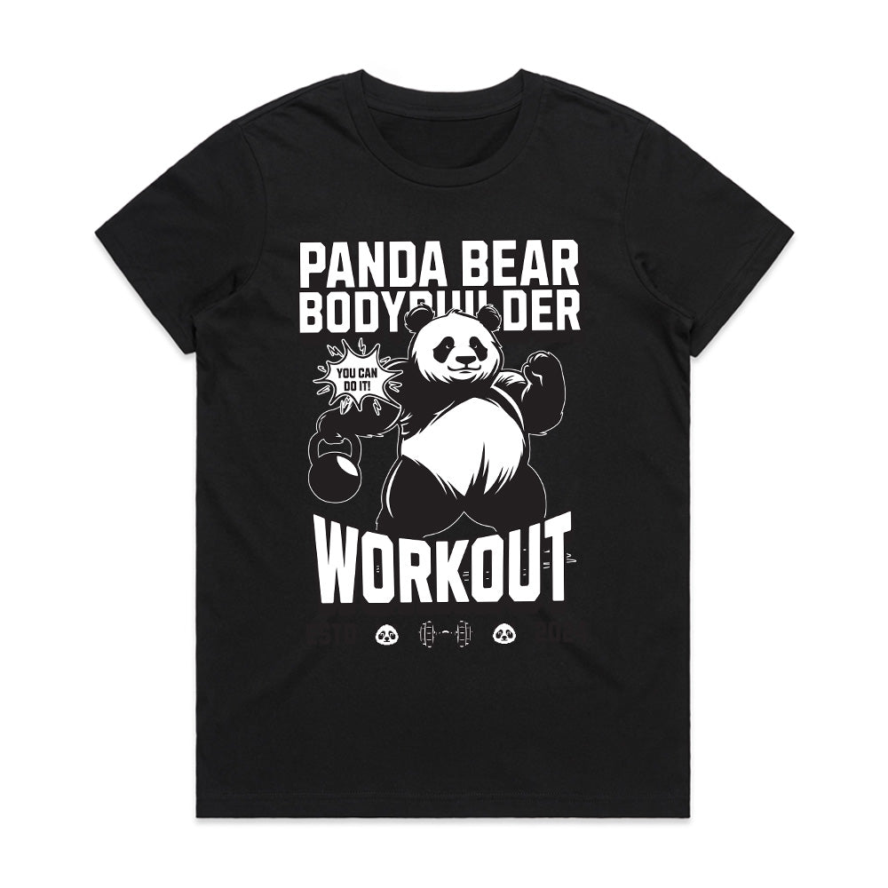 "Panda Bear Bodybuilder Workout" Fun & Motivational Gym T-Shirt