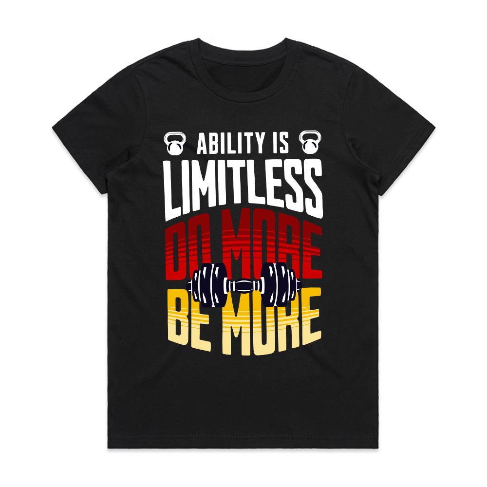 "Ability is Limitless – Do More, Be More" Motivational Gym T-Shirt