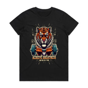 "Achieve Greatness" Tiger Gym T-Shirt – Fierce Motivation for Fitness Warriors