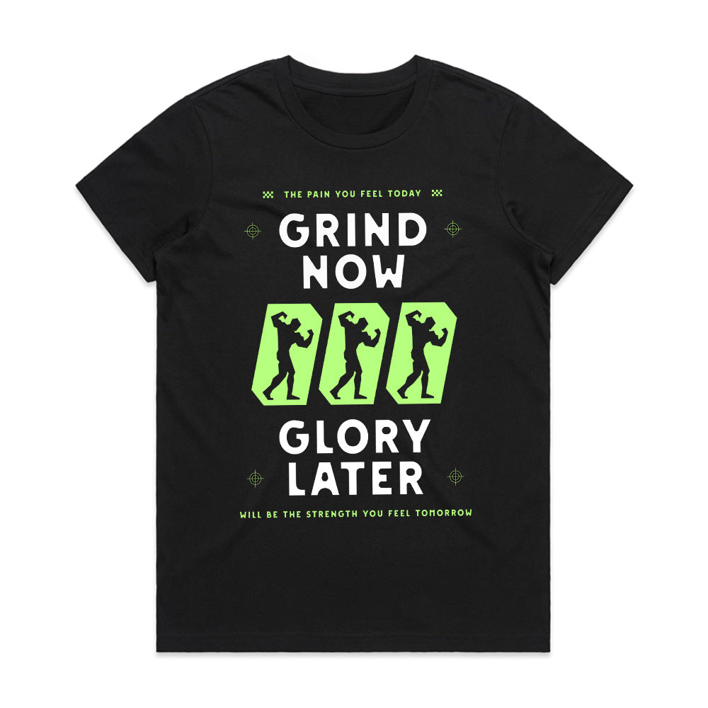 "Grind Now, Glory Later" Motivational Gym T-Shirt – Push Harder, Achieve More