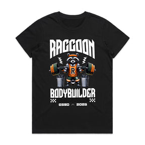 "Raccoon Bodybuilder" Gym T-Shirt – Bold & Fun Fitness Apparel for Weightlifters