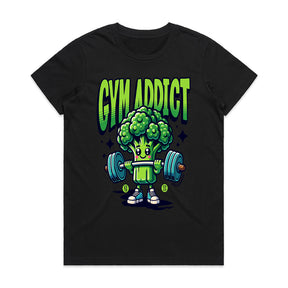 "Gym Addict" Cute Broccoli Workout T-Shirt – Fun & Motivational Fitness Tee