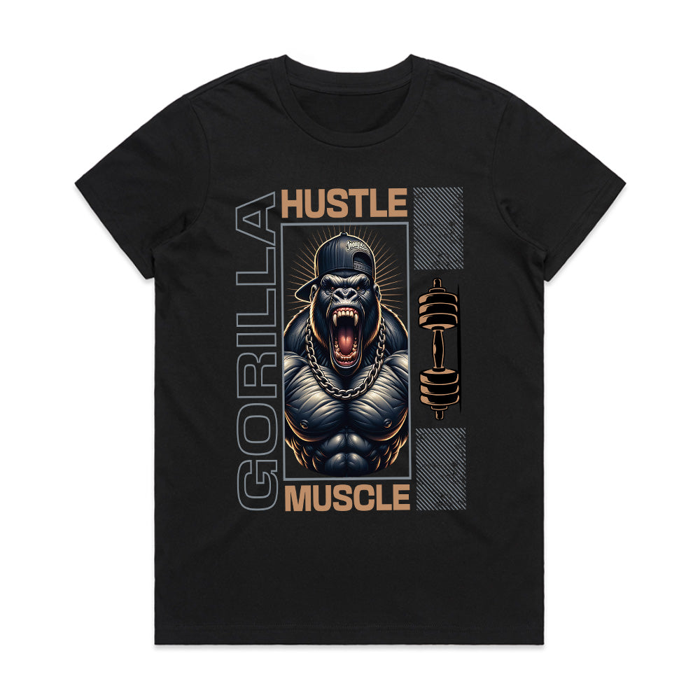 "Gorilla Hustle Muscle" Gym T-Shirt – Power, Strength & Grind