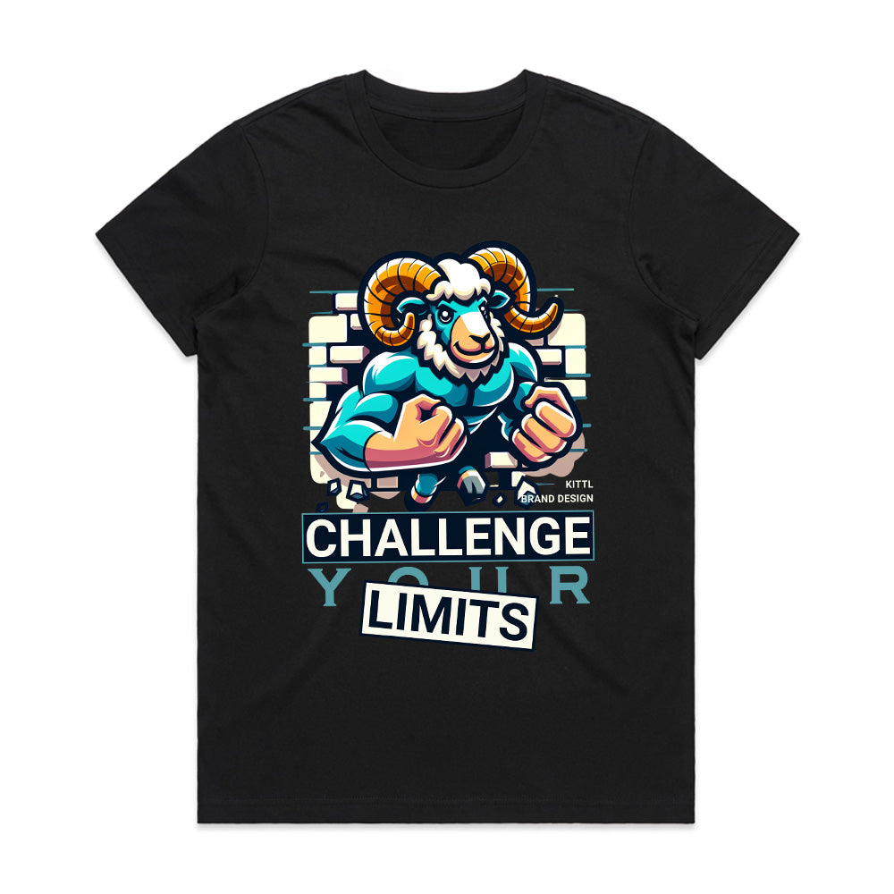 "Challenge Your Limits" Motivational Ram Gym T-Shirt – Break Through Barriers