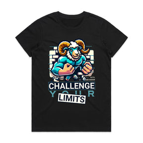 "Challenge Your Limits" Motivational Ram Gym T-Shirt – Break Through Barriers