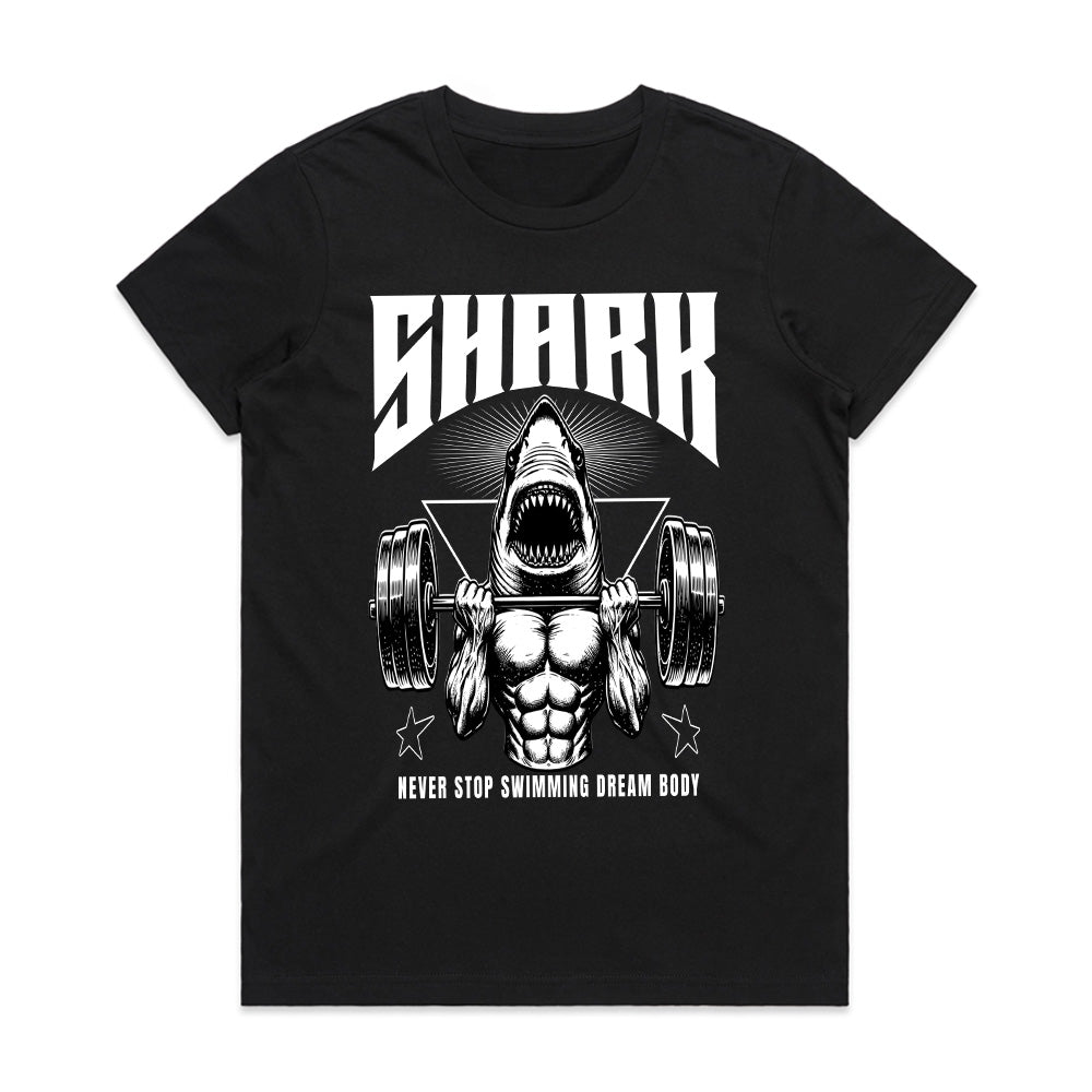 "Shark Mode" Gym T-Shirt – Never Stop Swimming, Dream Body