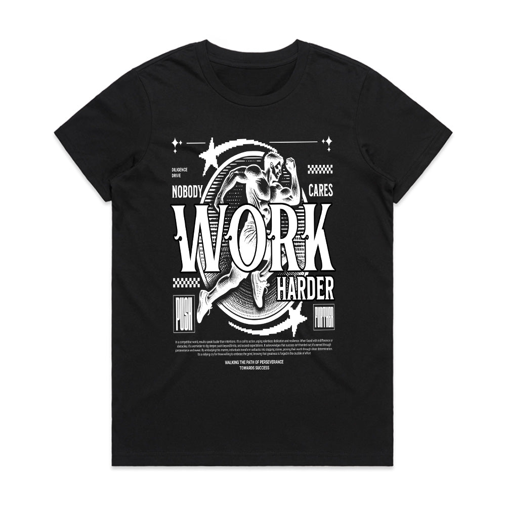 "Nobody Cares, Work Harder" Motivational Gym T-Shirt – Hustle & Grind