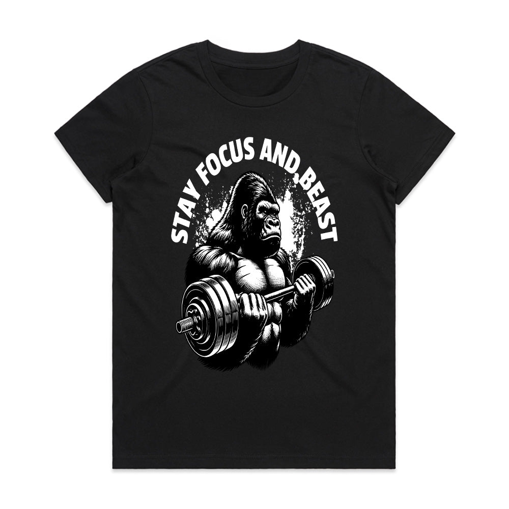 "Stay Focus and Beast" Gorilla Gym T-Shirt – Hardcore Fitness & Bodybuilding Tee