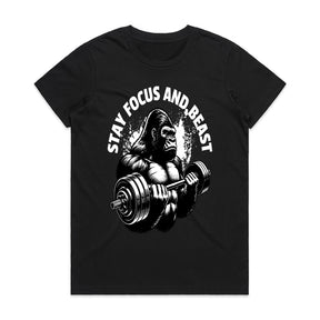 "Stay Focus and Beast" Gorilla Gym T-Shirt – Hardcore Fitness & Bodybuilding Tee