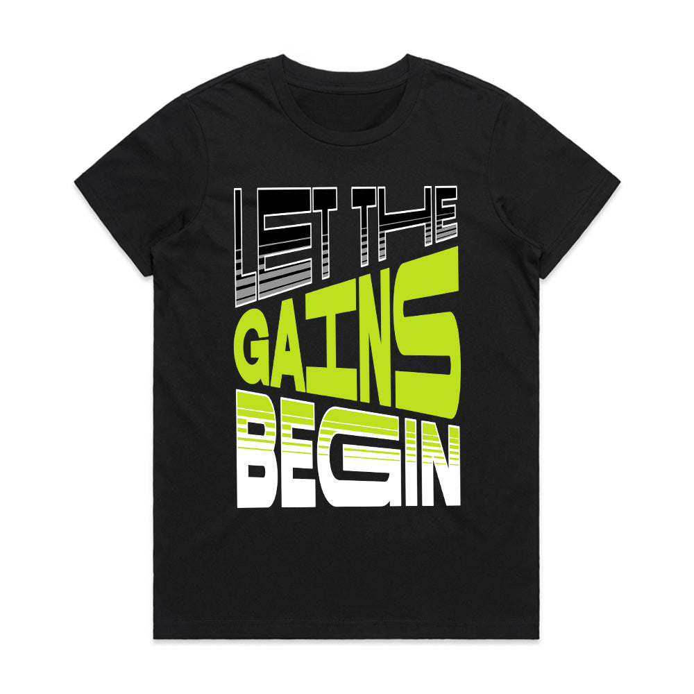 "Let the Gains Begin" Motivational Gym T-Shirt – Stylish Fitness Tee
