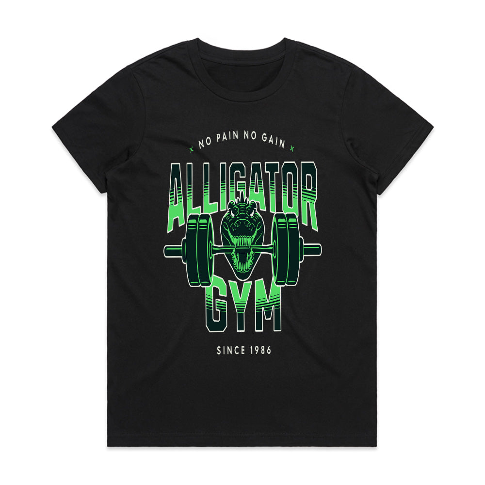"Alligator Gym – No Pain No Gain" Hardcore Workout T-Shirt – Strength & Determination
