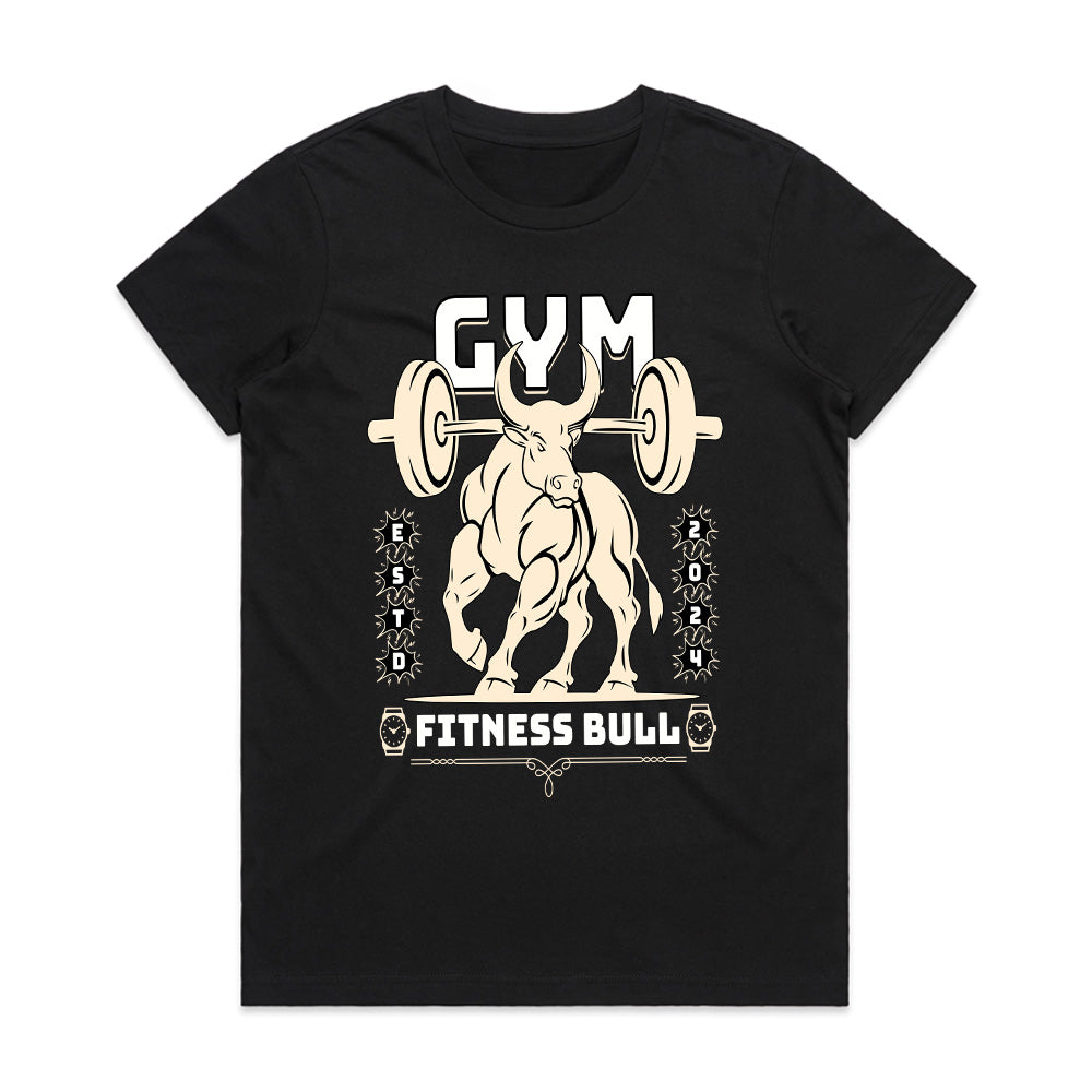 "Fitness Bull" Powerlifting Gym T-Shirt – Strength, Power & Determination