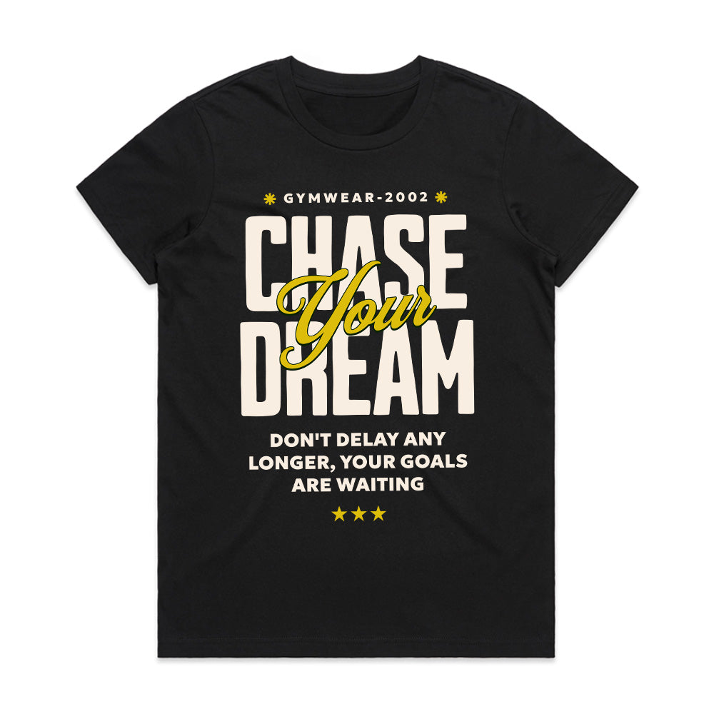 "Chase Your Dream" Inspirational Gym T-Shirt – No Limits, No Delays