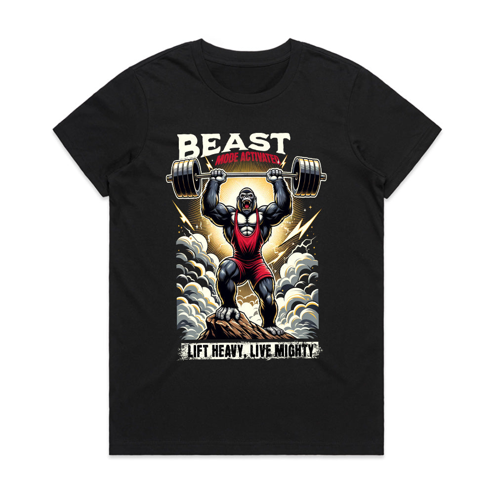 "Beast Mode Activated" Gorilla Powerlifting Gym T-Shirt – Lift Heavy, Live Mighty