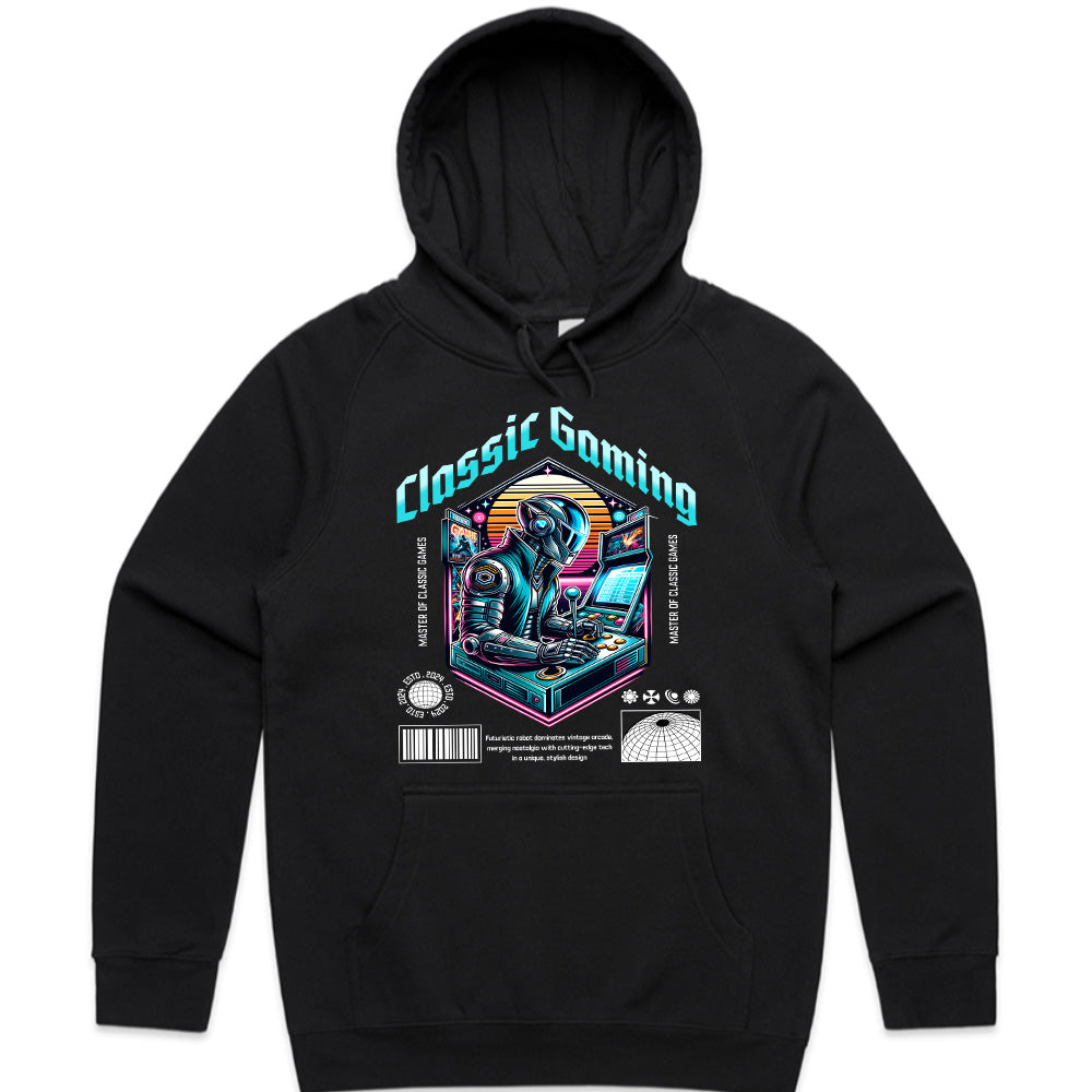 "Classic Gaming Cyberpunk T-Shirt – Futuristic Retro Arcade Design"