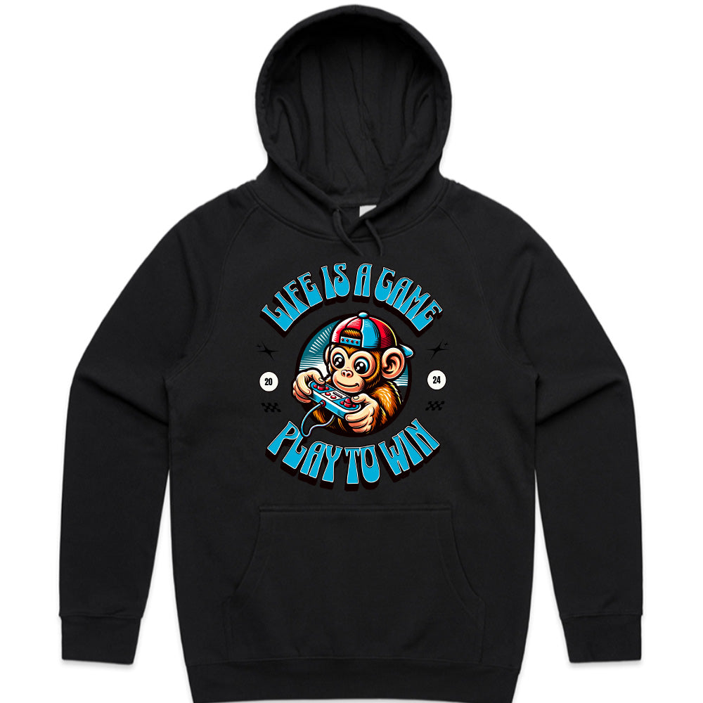 "Life Is a Game – Play to Win" Gamer Monkey T-Shirt
