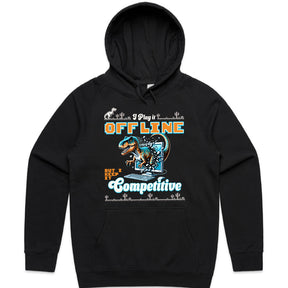 "I Play It Offline, But I Keep It Competitive" Dinosaur Gamer T-Shirt