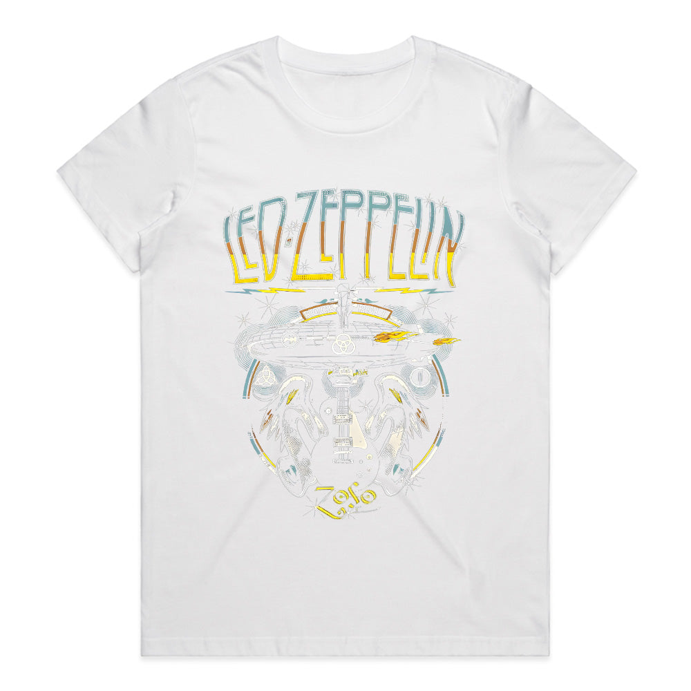 Led Zeppelin Rock & Roll Airship T-Shirt – Iconic Zeppelin & Guitar Design