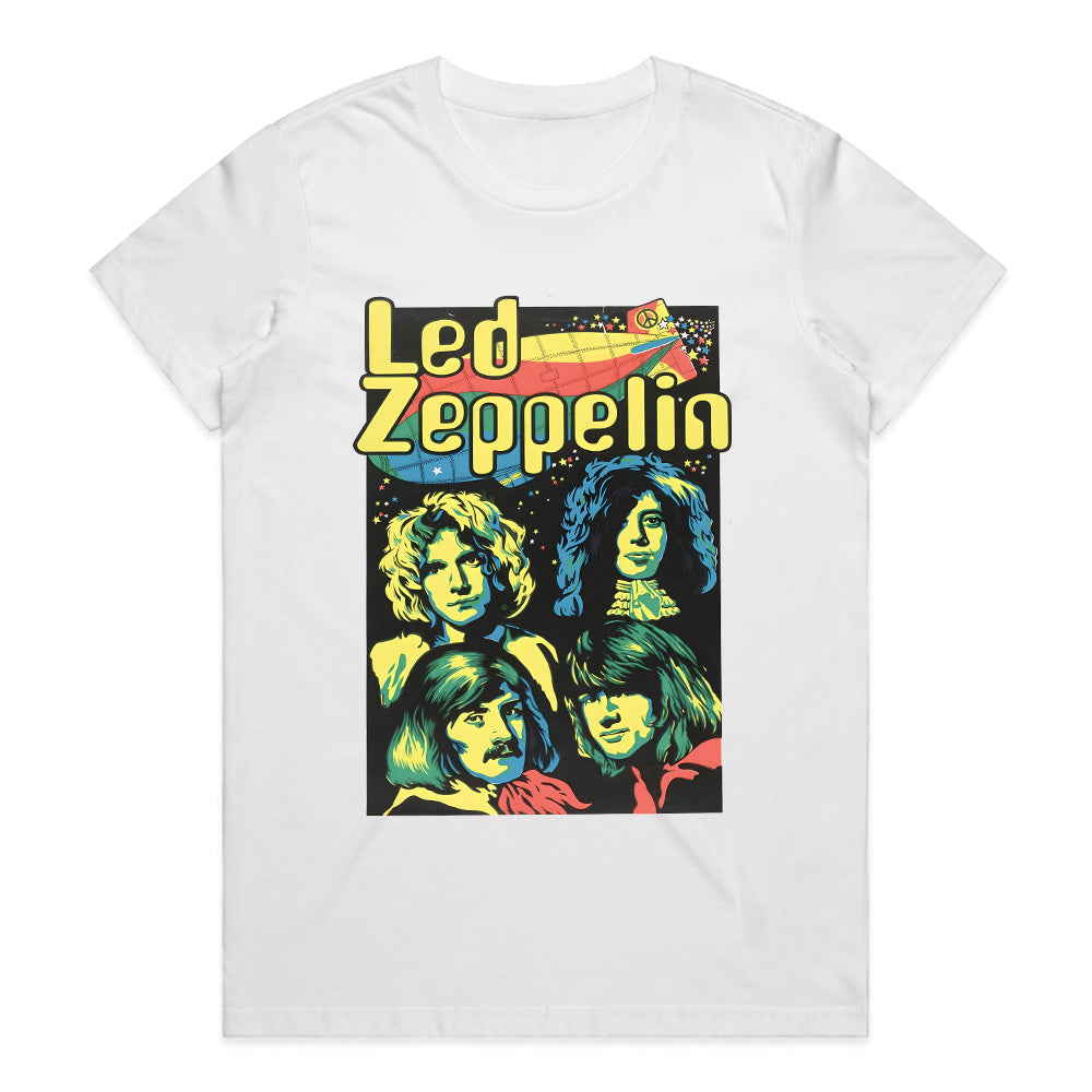 Vintage Led Zeppelin Band Portrait T-Shirt – Retro Rock Legends Design