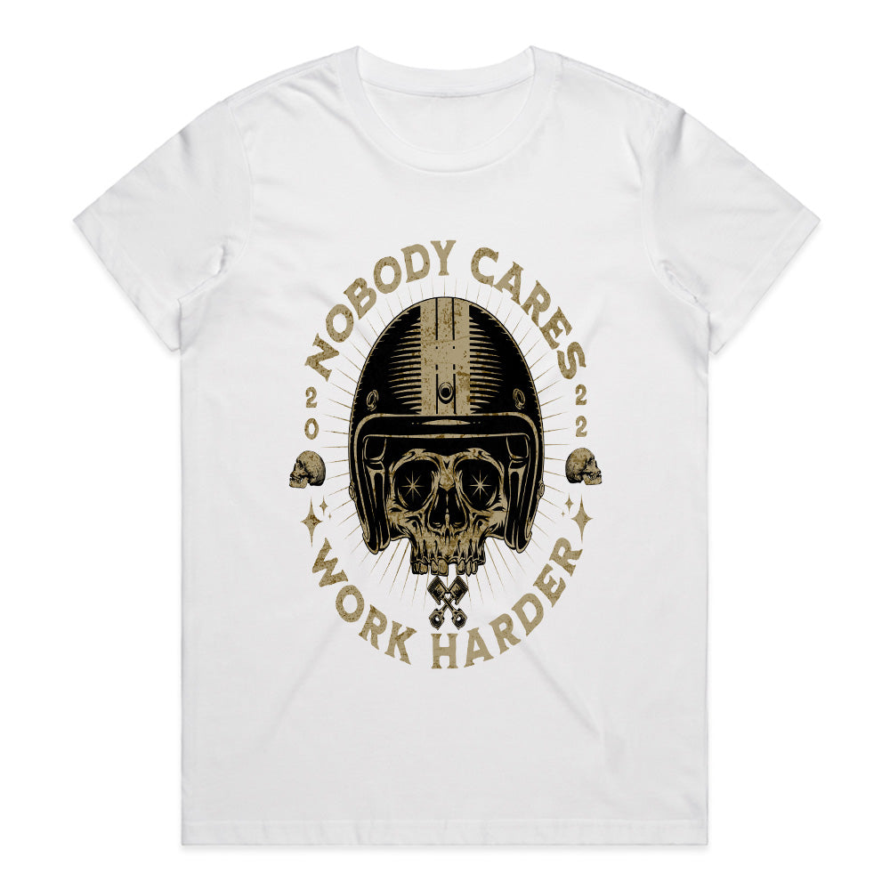 Nobody Cares, Work Harder – Skull Rider Motivation T-Shirt