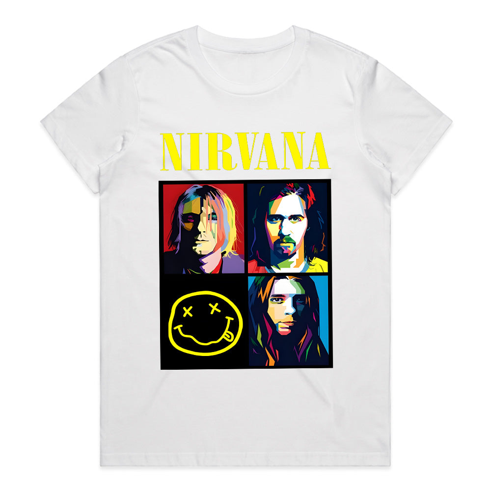 Nirvana Pop Art Tribute T-Shirt – Colorful Grunge Rock Design