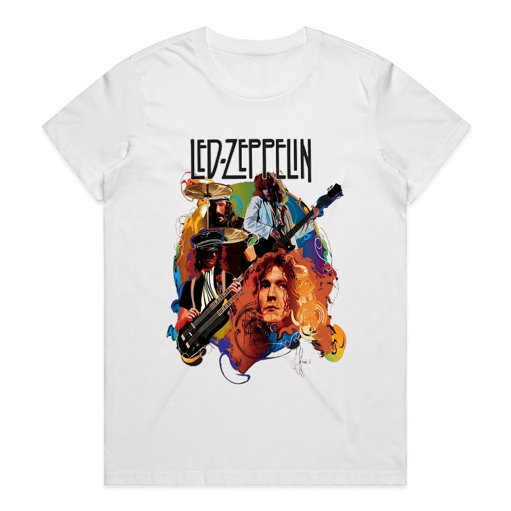 Led Zeppelin Classic Rock T-Shirt – Colorful Vintage Band Portrait Design